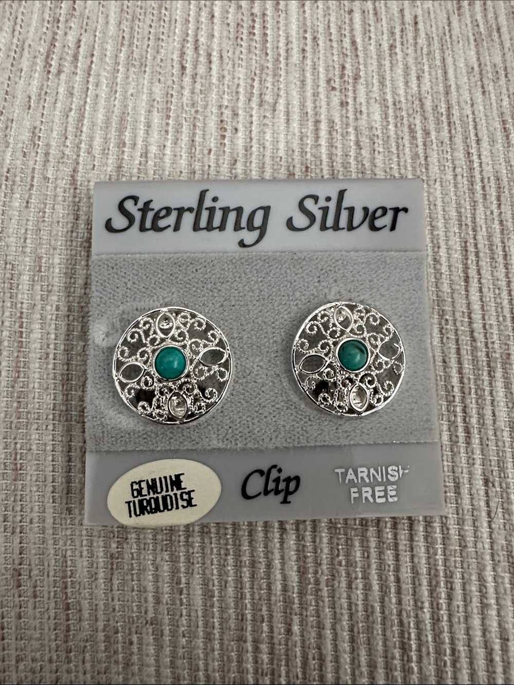 Turquoise Filigree Clip-On Earrings